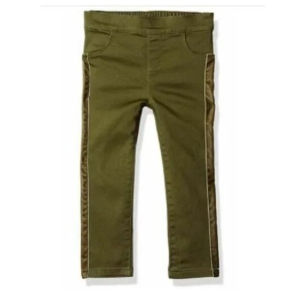 NEW Crazy 8 Pull On Elastic Waist Olive Army Tuxedo Stripe Jeans Pants 4T NWT - Picture 1 of 2